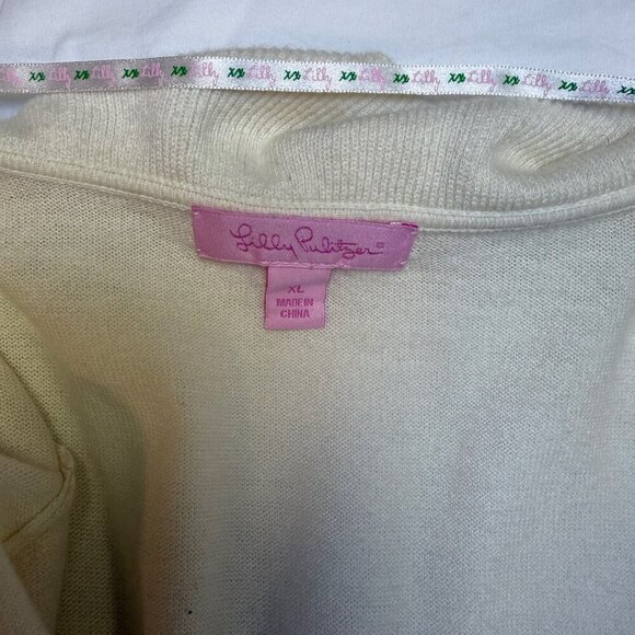 Lilly Pulitzer Ruffle Shrug Cropped Cardigan XL Cream Soft Knit EUC - Picture 4 of 7